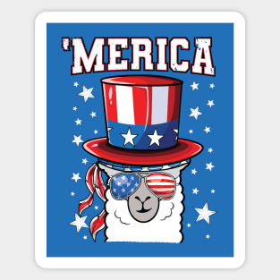 Llama 4th of July American Flag Patriotic Magnet